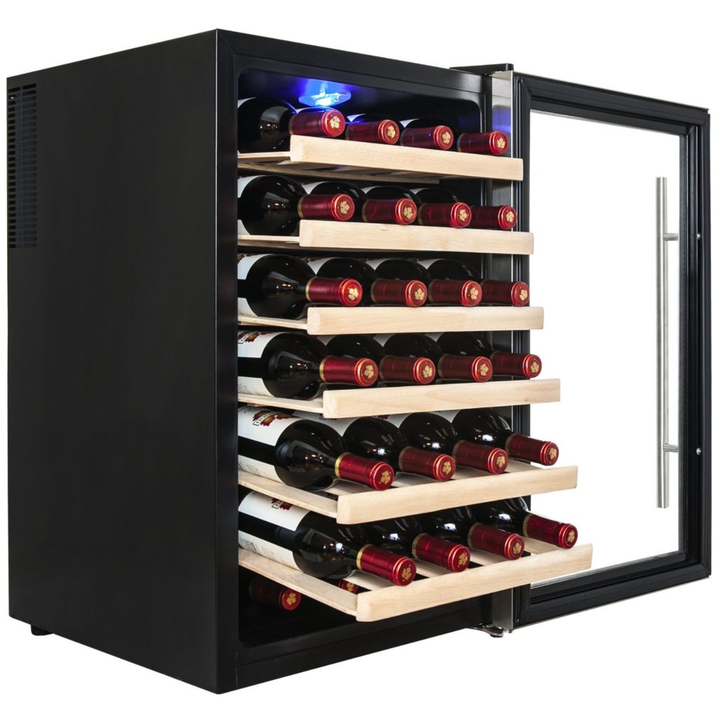 firebird_28_bottle_freestanding_thermoelectric_wine_cooler_door_open